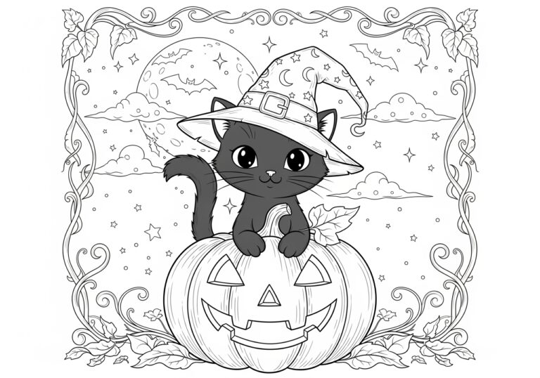 Black Cat Halloween Coloring Page Black Cat Halloween Coloring Page
