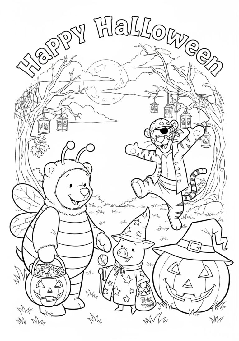 Winnie the Pooh Halloween Coloring Page to Print Out Winnie the Pooh Halloween Coloring Page to Print Out