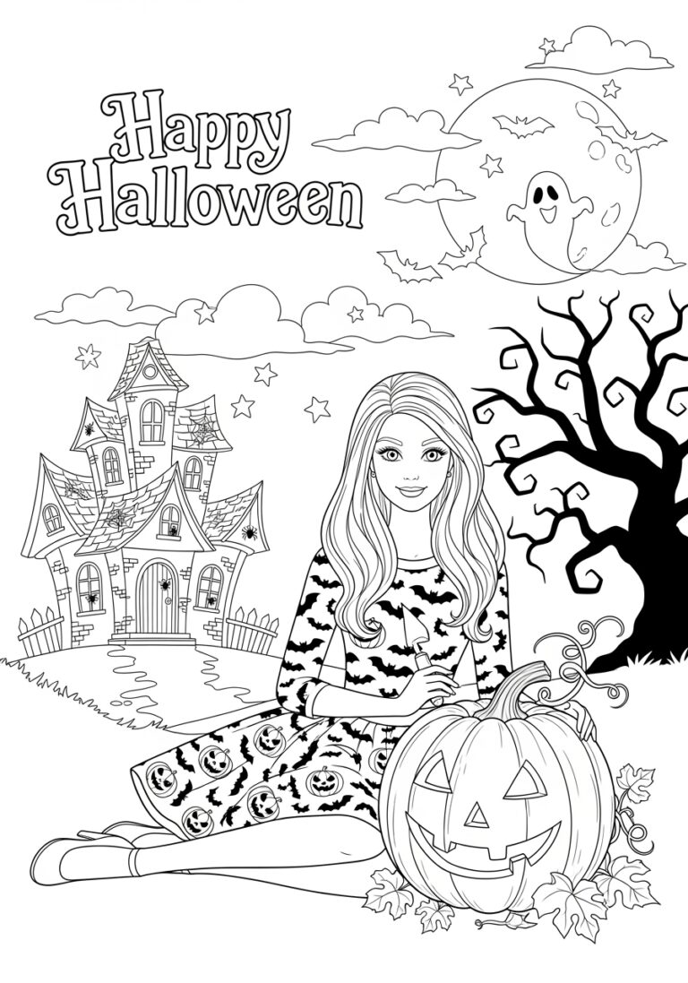 Barbie Halloween Coloring Page