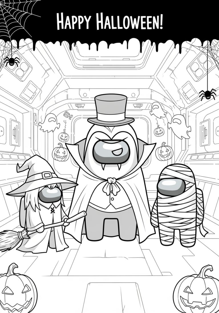 Among Us Halloween Coloring Page