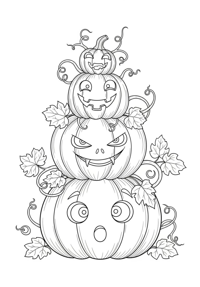 Stacked Pumpkin Coloring Page to Print Out and Color Stacked Pumpkin Coloring Page to Print Out and Color