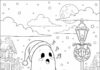 Christmas Caroling Ghost Coloring Page