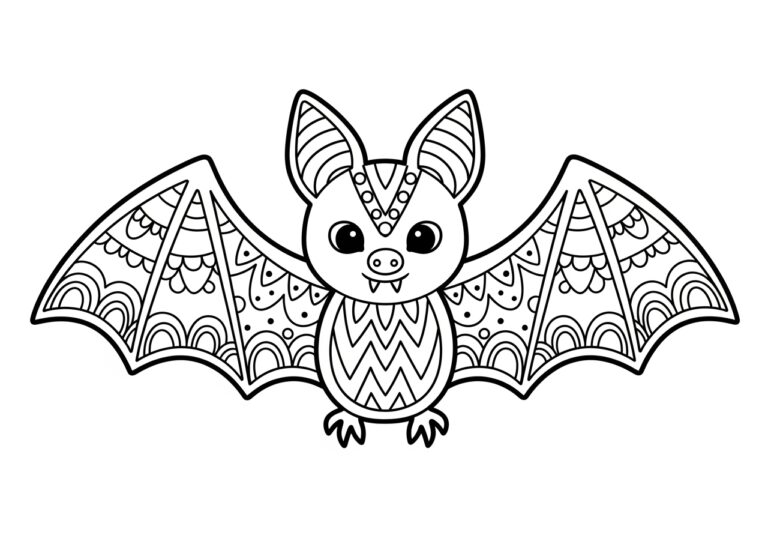 Easy Kindergarten Bat Coloring Page