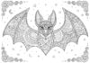 Zentangle Pattern Bat Coloring Page