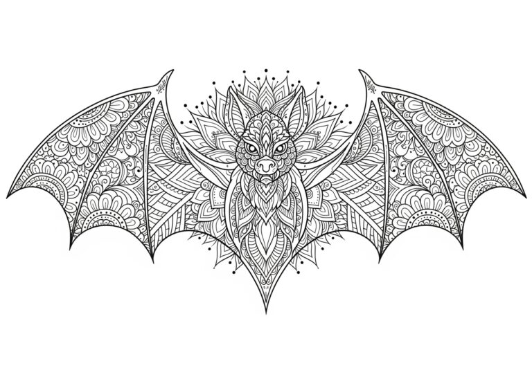 Detailed Bat Mandala Coloring Page Detailed Bat Mandala Coloring Page