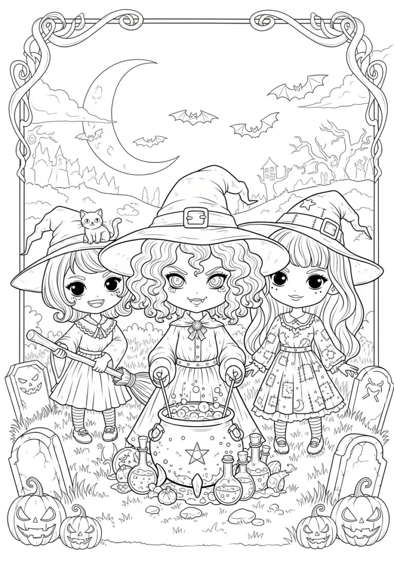 Hocus Pocus Chibi Witch Coloring Page Hocus Pocus Chibi Witch Coloring Page