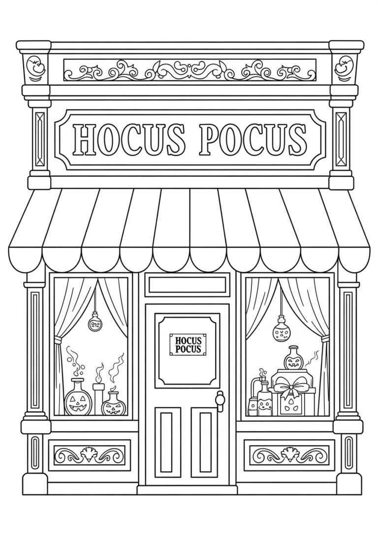 Hocus Pocus Potion Shop Storefront Coloring Page Hocus Pocus Potion Shop Storefront Coloring Page
