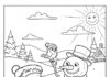 Frankenstein Building a Snowman Coloring Page