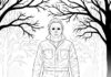 Michael Myers Walking Through Foggy Street Coloring Page