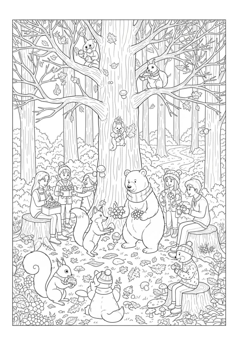 Fall Animal Coloring Page to Print Out and Color Fall Animal Coloring Page to Print Out and Color