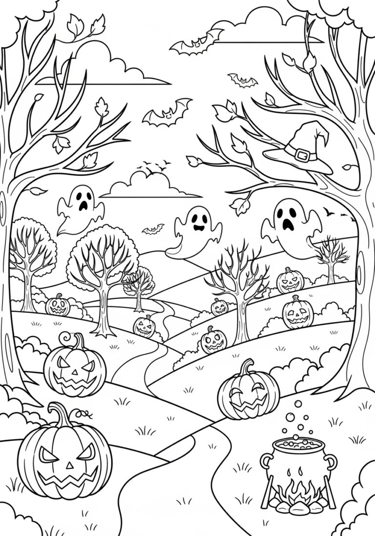 Coloring Page for Fall and Halloween Coloring Page for Fall and Halloween