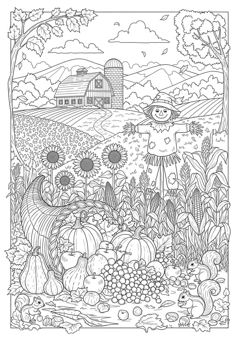 Coloring Page Fall Theme Coloring Page Fall Theme