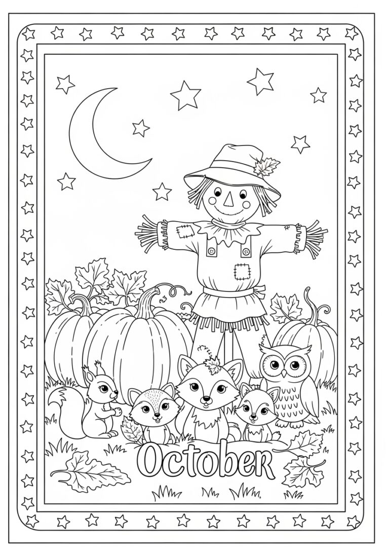 Cute October Coloring Page Cute October Coloring Page