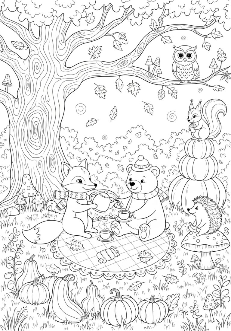 Cute Fall Color Page to Print Out and Color Cute Fall Color Page to Print Out and Color