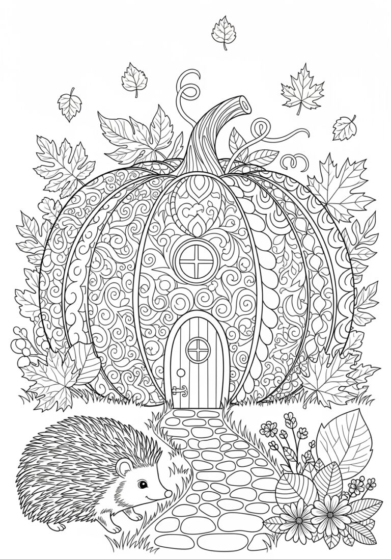 Fall Themed Coloring Page for Adults Fall Themed Coloring Page for Adults