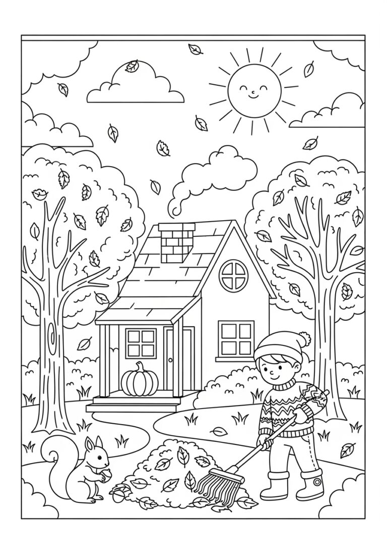 Autumn Coloring Page for Kindergarten Autumn Coloring Page for Kindergarten