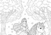 Princess on Unicorn Coloring Page