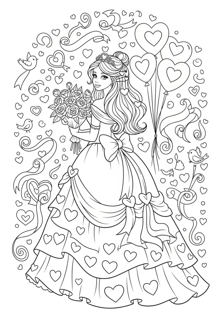 Princess Valentine Coloring Page Princess Valentine Coloring Page