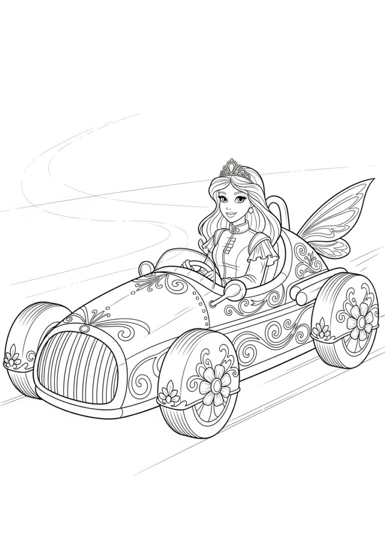 Princess Car Coloring Page Princess Car Coloring Page