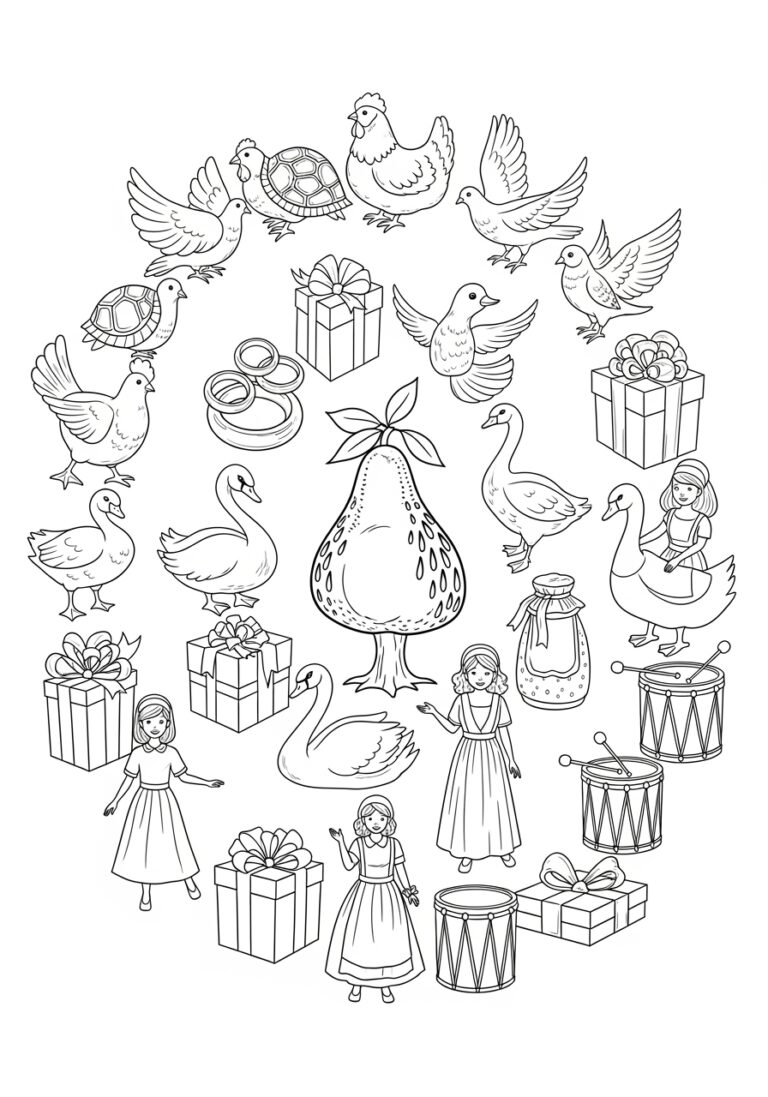12 Days of Christmas Coloring Page 12 Days of Christmas Coloring Page