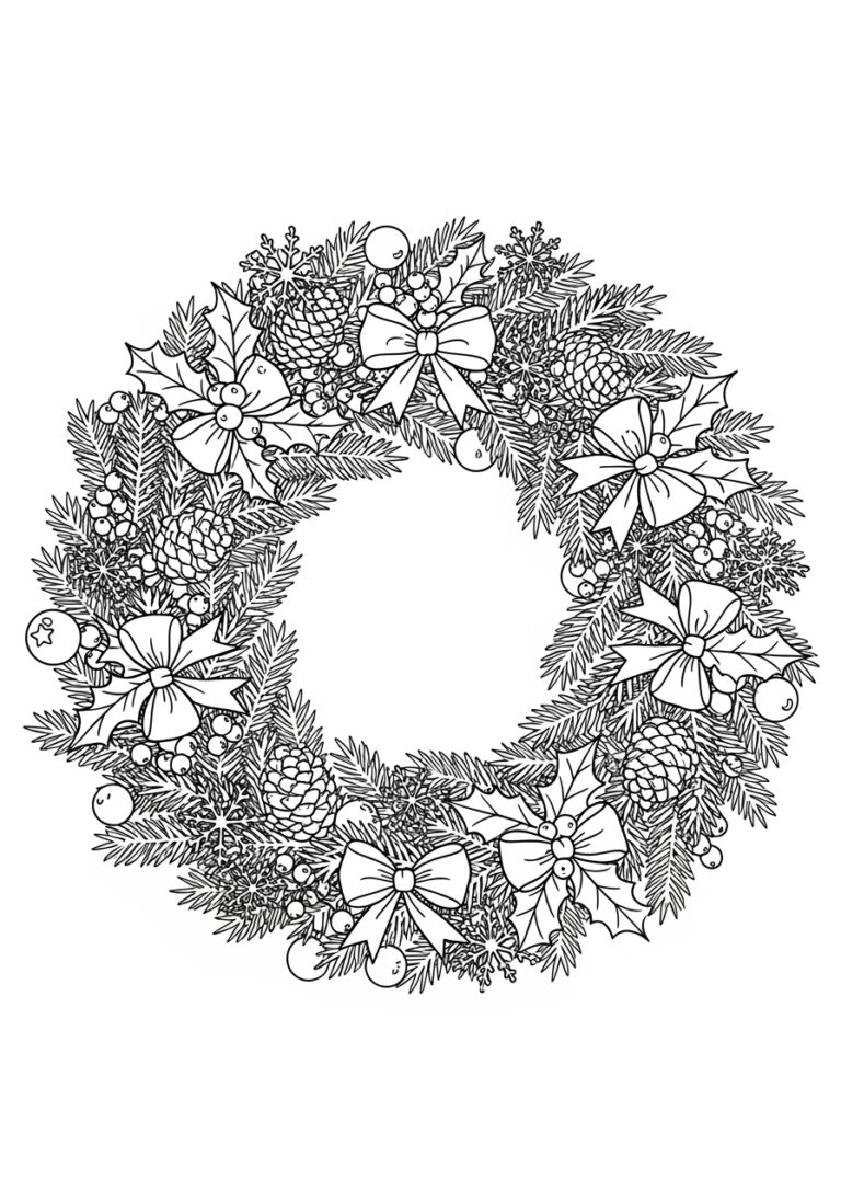 Christmas Wreath Coloring Page Christmas Wreath Coloring Page