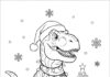 Dino Christmas Coloring Page