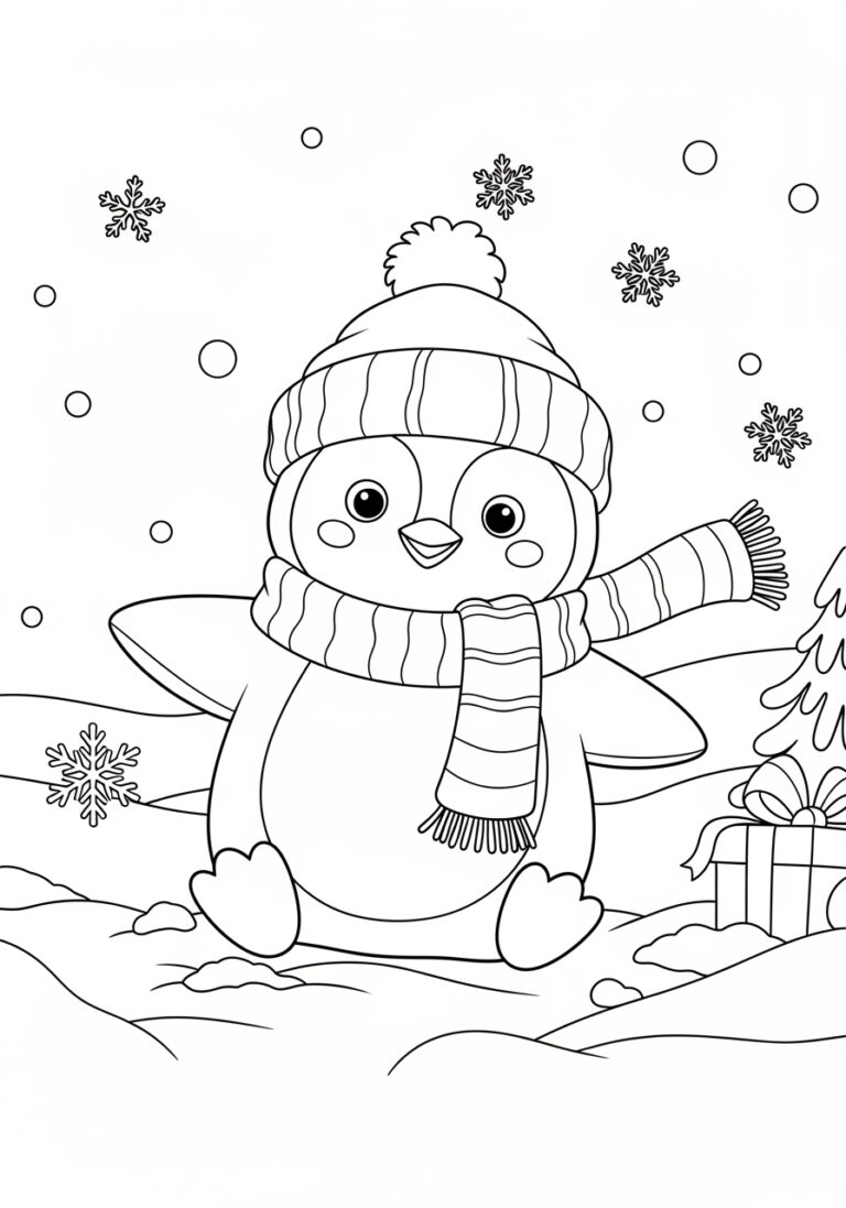 Christmas Penguin Coloring Page Christmas Penguin Coloring Page