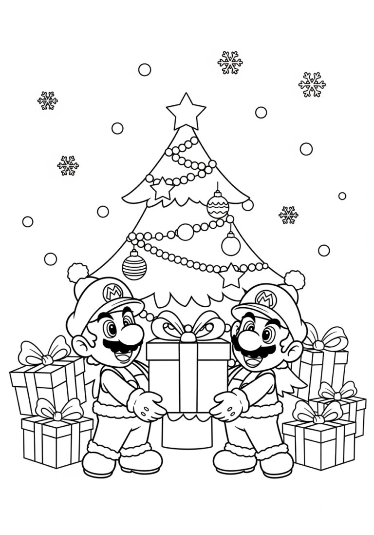 Christmas Mario Coloring Page Christmas Mario Coloring Page
