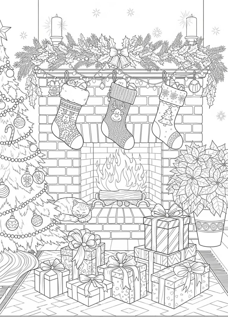 Christmas Coloring Page Detailed Christmas Coloring Page Detailed