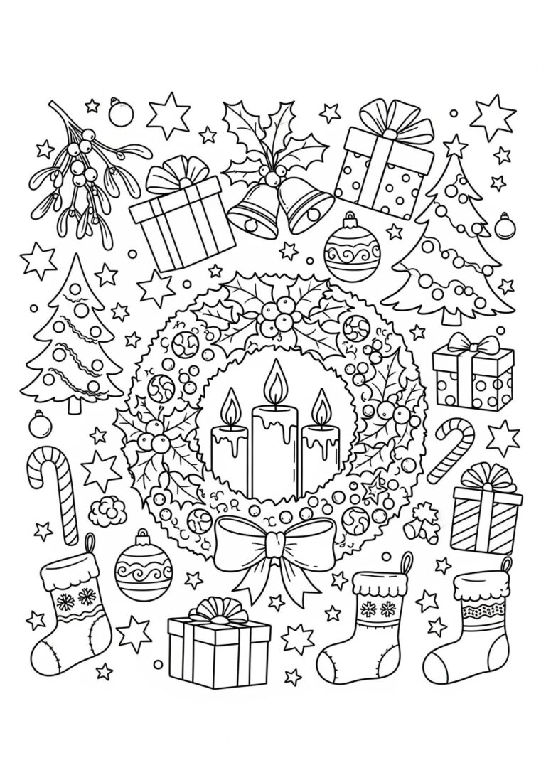 Christmas Decor Coloring Page Christmas Decor Coloring Page