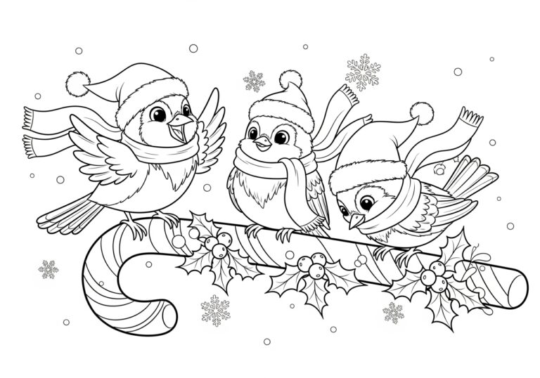 Christmas Bird Coloring Page Christmas Bird Coloring Page