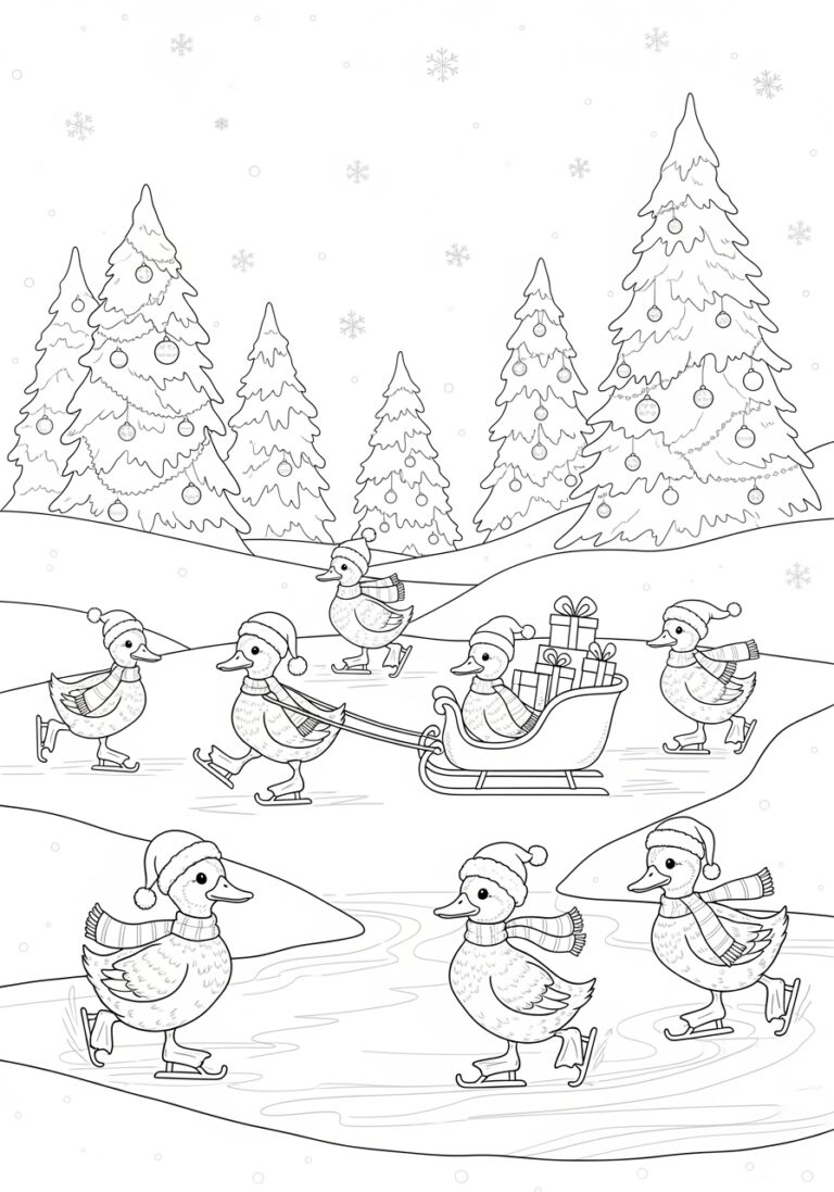 Christmas Duck Coloring Page Christmas Duck Coloring Page