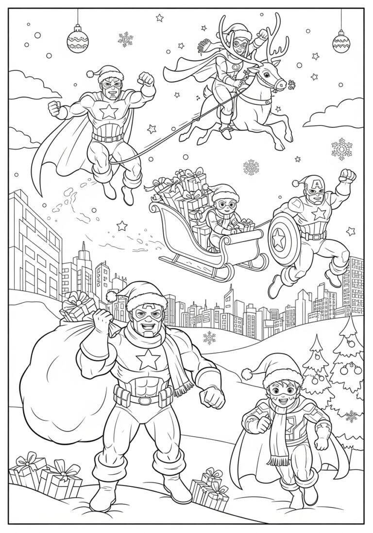 Avengers Christmas Coloring Page Avengers Christmas Coloring Page