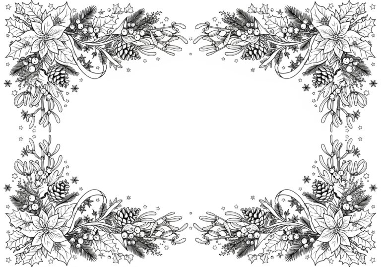 Christmas Border Coloring Page Christmas Border Coloring Page