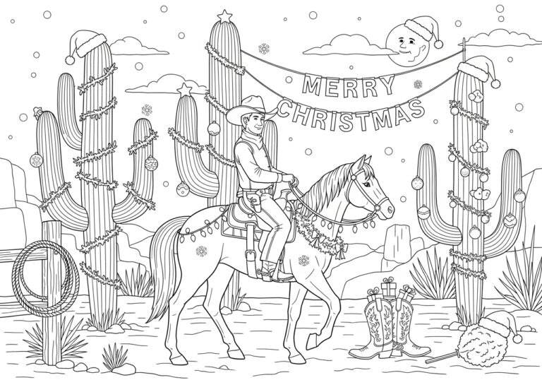Cowboy Christmas Coloring Page Cowboy Christmas Coloring Page