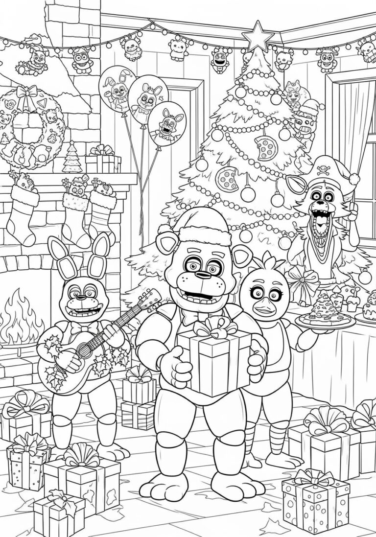 FNAF Christmas Coloring Page