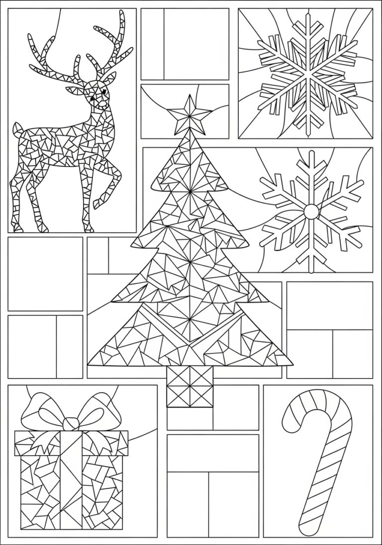 Christmas Mosaic Coloring Page Christmas Mosaic Coloring Page