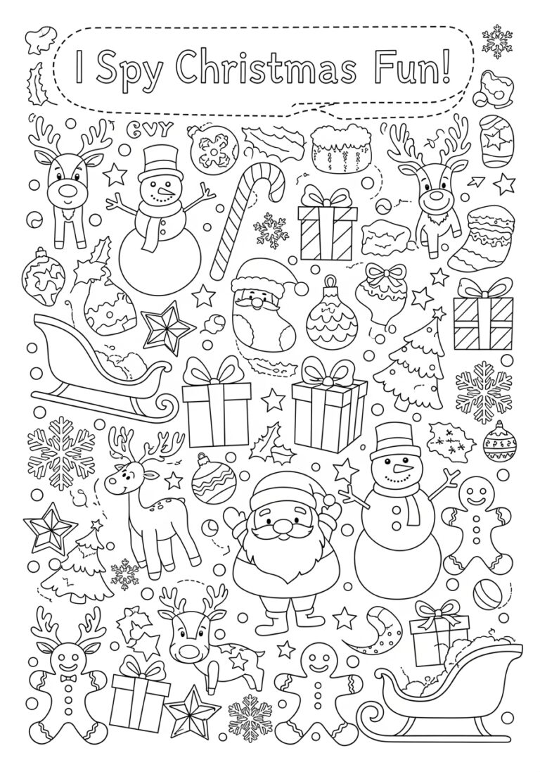 I Spy Christmas Coloring Page