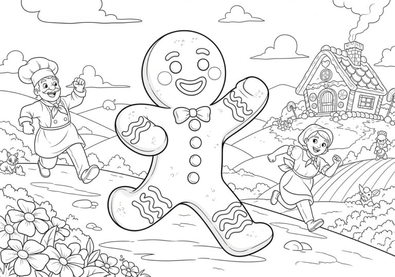 Gingerbread Man Story Coloring Page