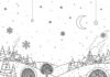 Winter Scene Coloring Page for Adults