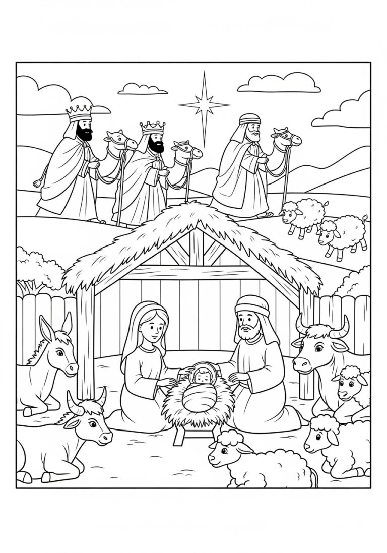 Nativity Scene Coloring Page Nativity Scene Coloring Page