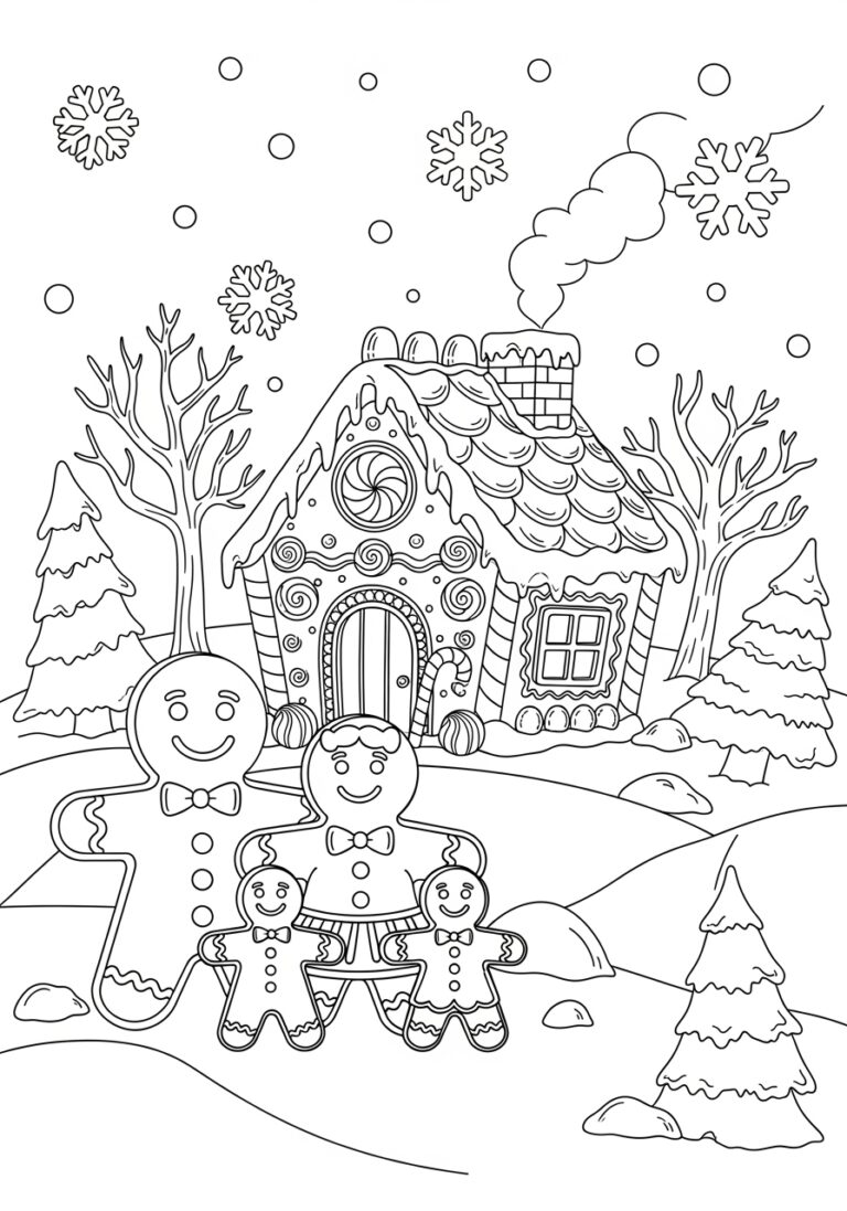 Gingerbread Family Coloring Page