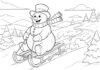 Snowman Coloring Page Sledding Downhill