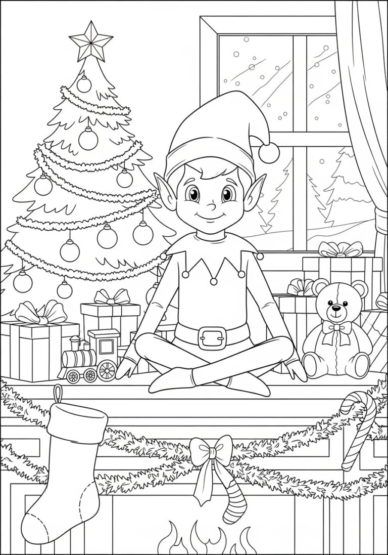 Elf on Shelf Coloring Page Elf on Shelf Coloring Page