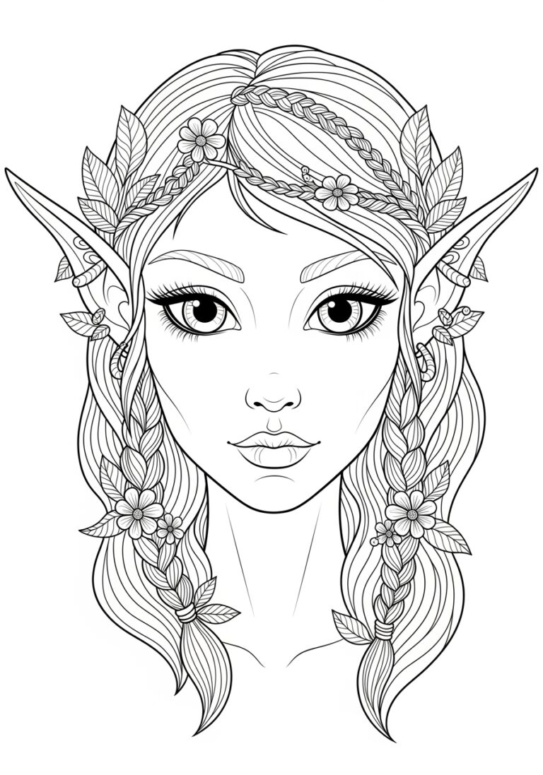 Elf Face Coloring Page Elf Face Coloring Page