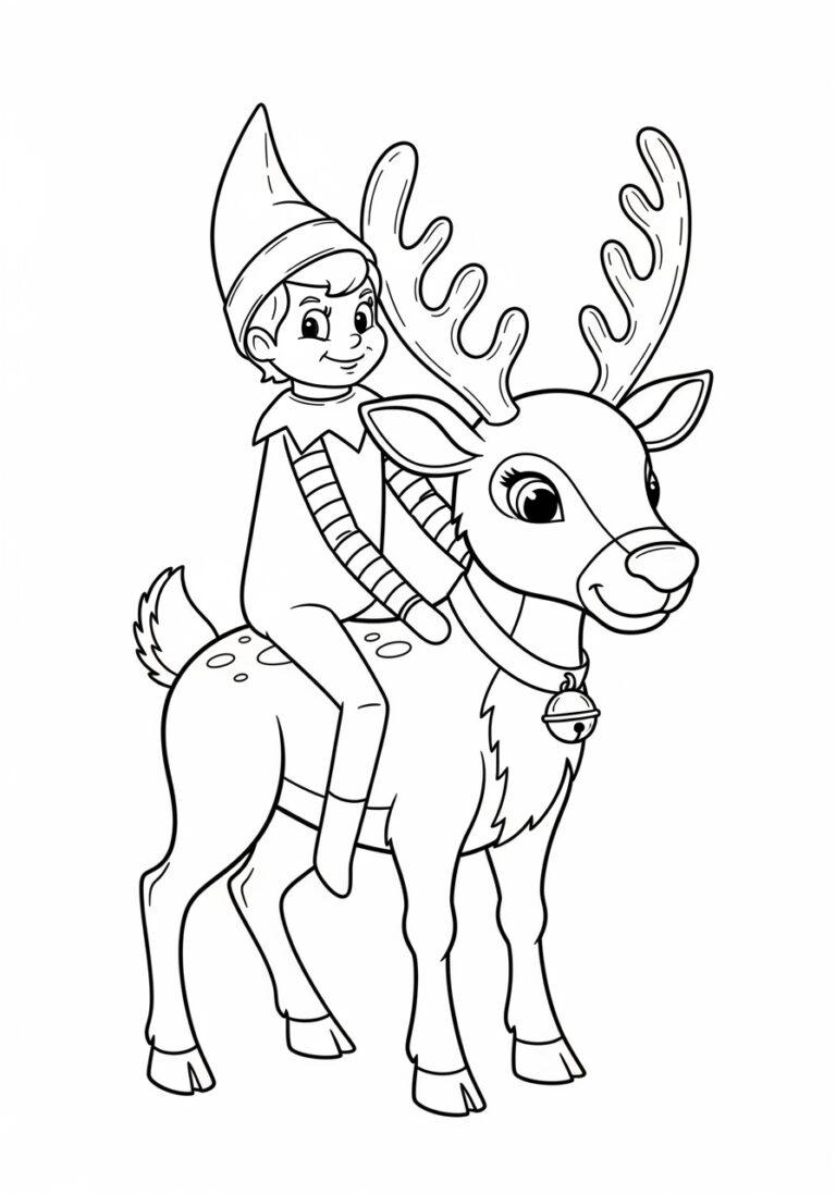 Elf on the Shelf Reindeer Coloring Page