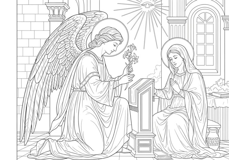 Angel Visits Mary Coloring Page Angel Visits Mary Coloring Page