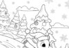 Rudolph Skiing Down a Hill Coloring Page