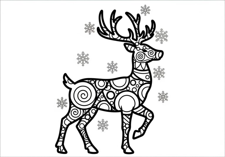 Reindeer Silhouette Ornament Coloring Page