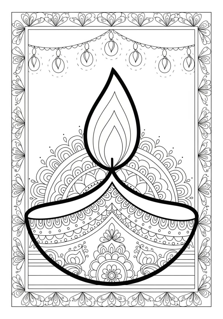 Diwali Diya Ornament Coloring Page Diwali Diya Ornament Coloring Page
